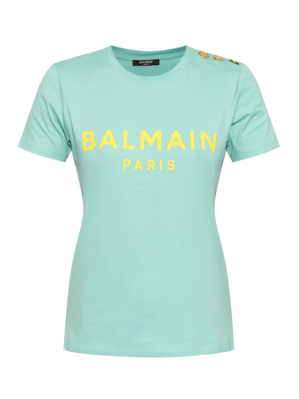 BALMAIN_3_Button_Printed_Balmain_T-Shirt-Green