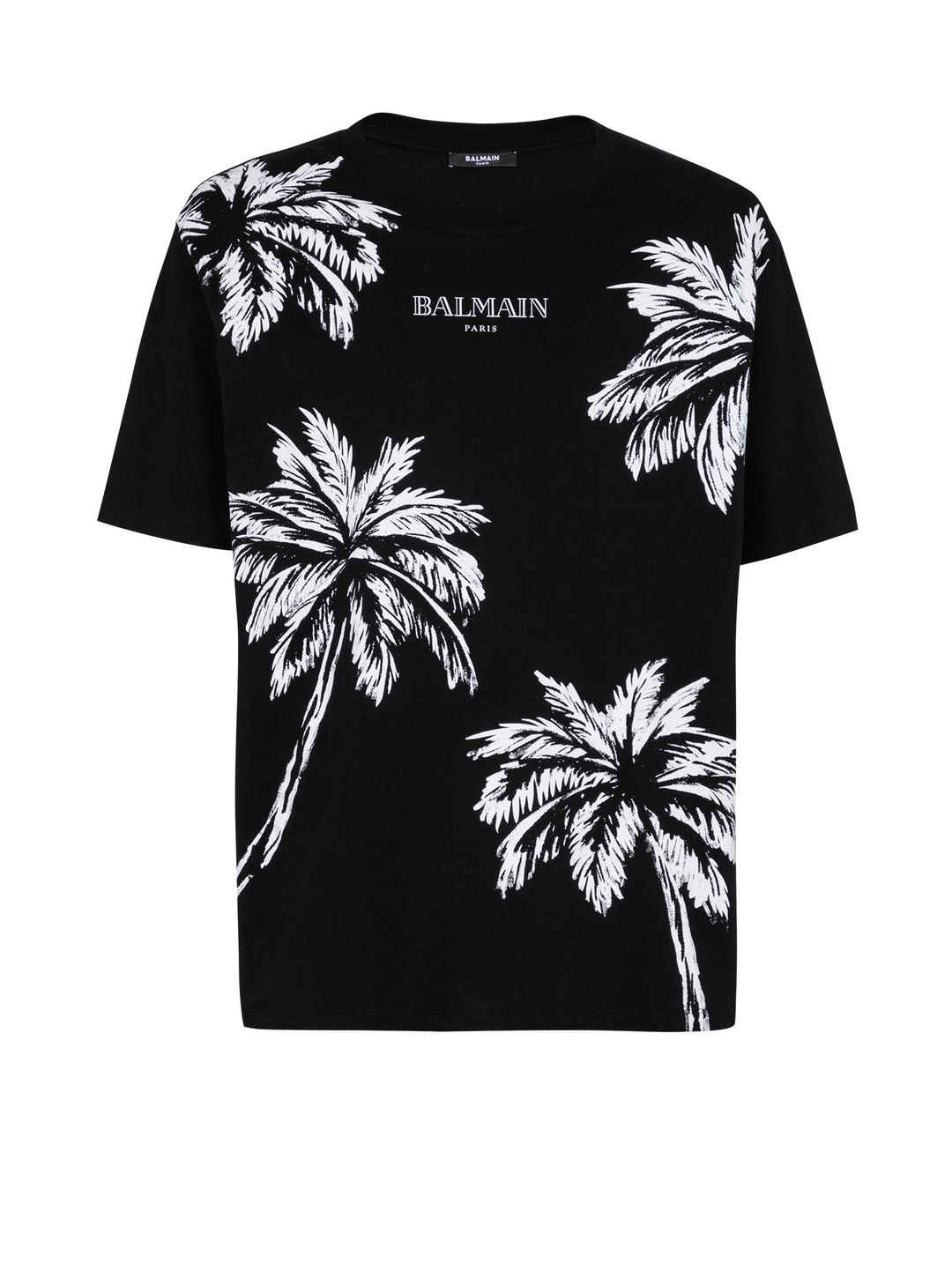 BALMAIN_Straight_Fit_Palm_Print_T-Shirt_Black