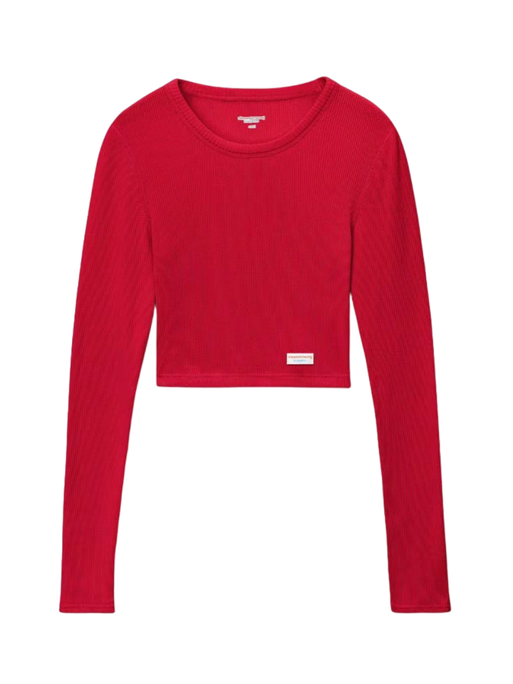 BODYWEARBYALEXANDERWANG_CroppedLong-SleeveTeeInRibbedCottonJersey-Fushia