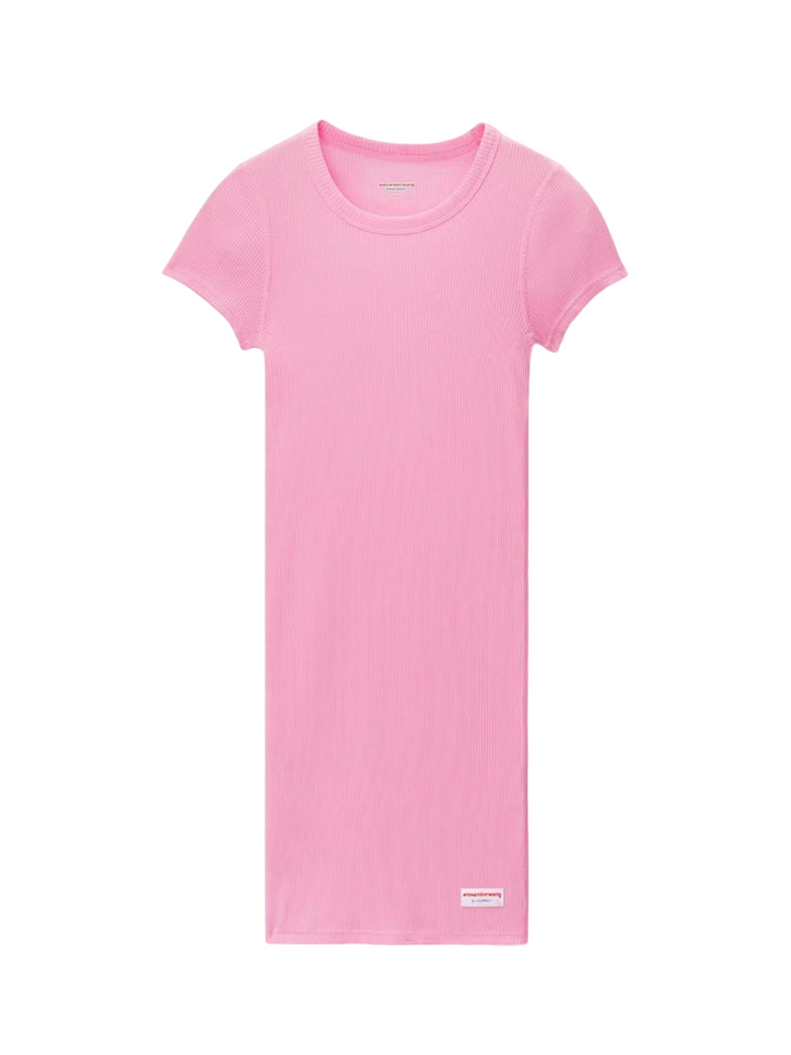 BODYWEARBYALEXANDERWANG_ShortSleeveCrewneckDressInRibbedCottonJersey_Pink