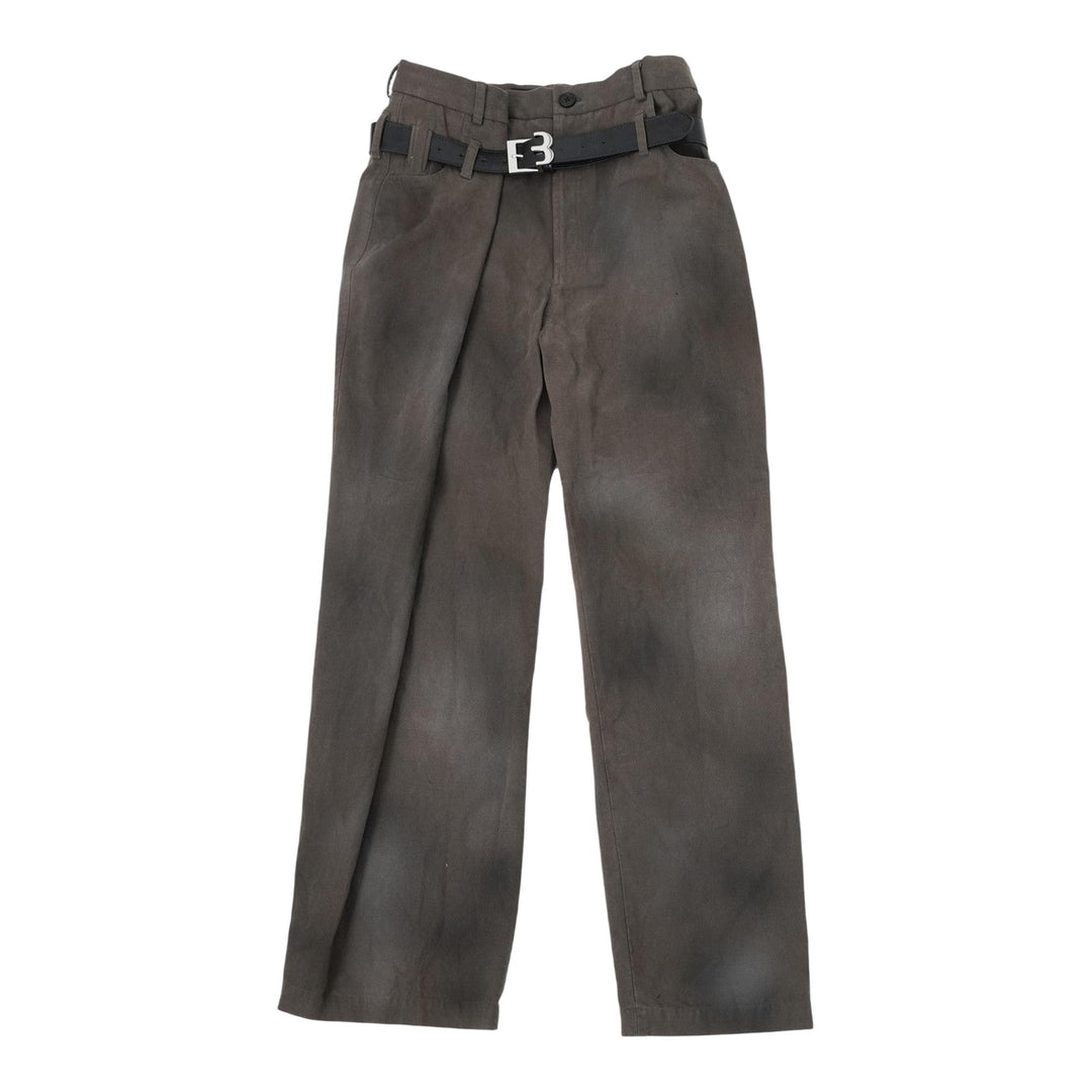 Club21 - BONBOM - Belt-Press-Made Tuck Pants - PANTS - Khaki