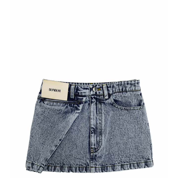 BONBOM_Tuck_Denim_Skirt_Blue