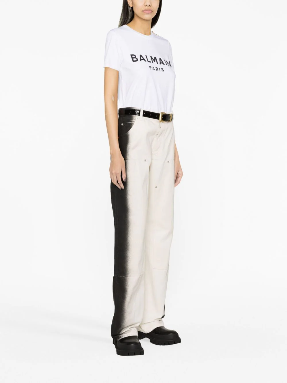 Balmain-3-Button-Printed-Balmain-T-Shirt-White-4