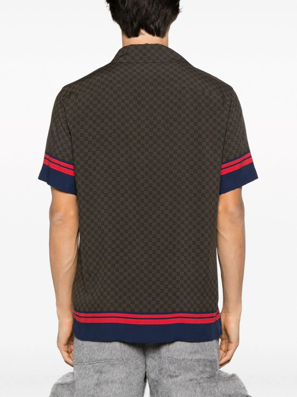 Balmain-All-Over-Mini-Monogram-Shirt-Brown-4