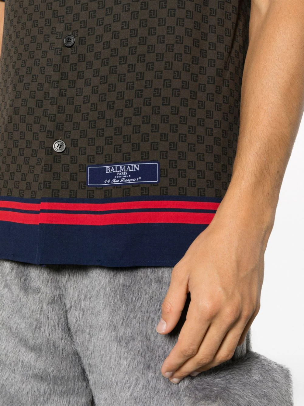 Balmain-All-Over-Mini-Monogram-Shirt-Brown-5