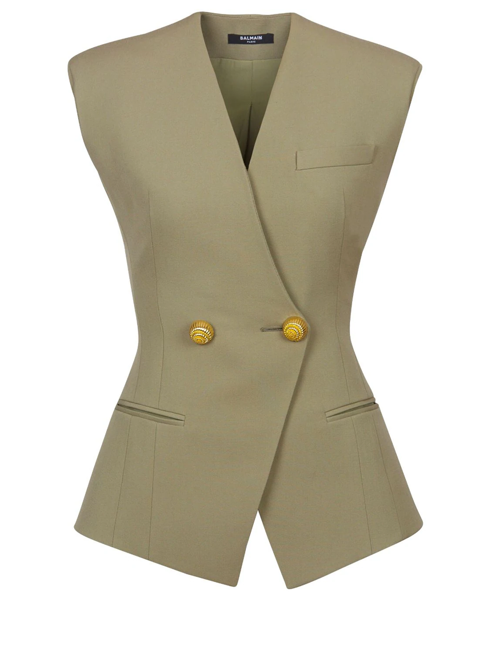 Balmain-Buttoned-Grain-De-Poudre-Vest