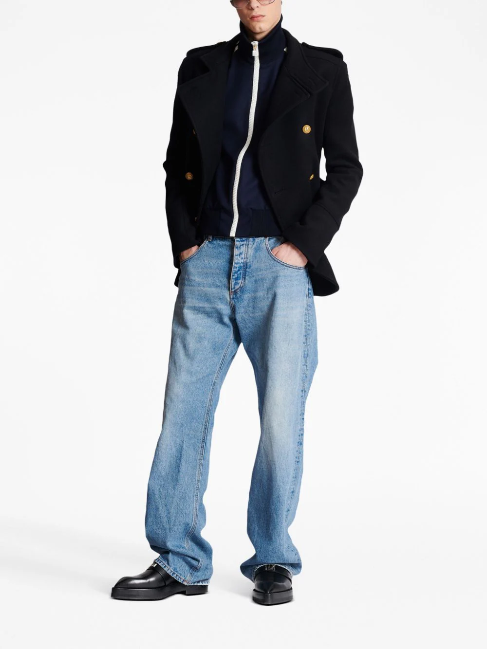 Balmain-Contrasted-Pocket-Loose-Denim-Jeans-Indigo-2