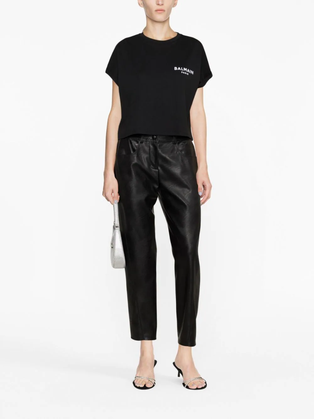 Balmain-Flock-Detail-Cropped-Tee-Black-2