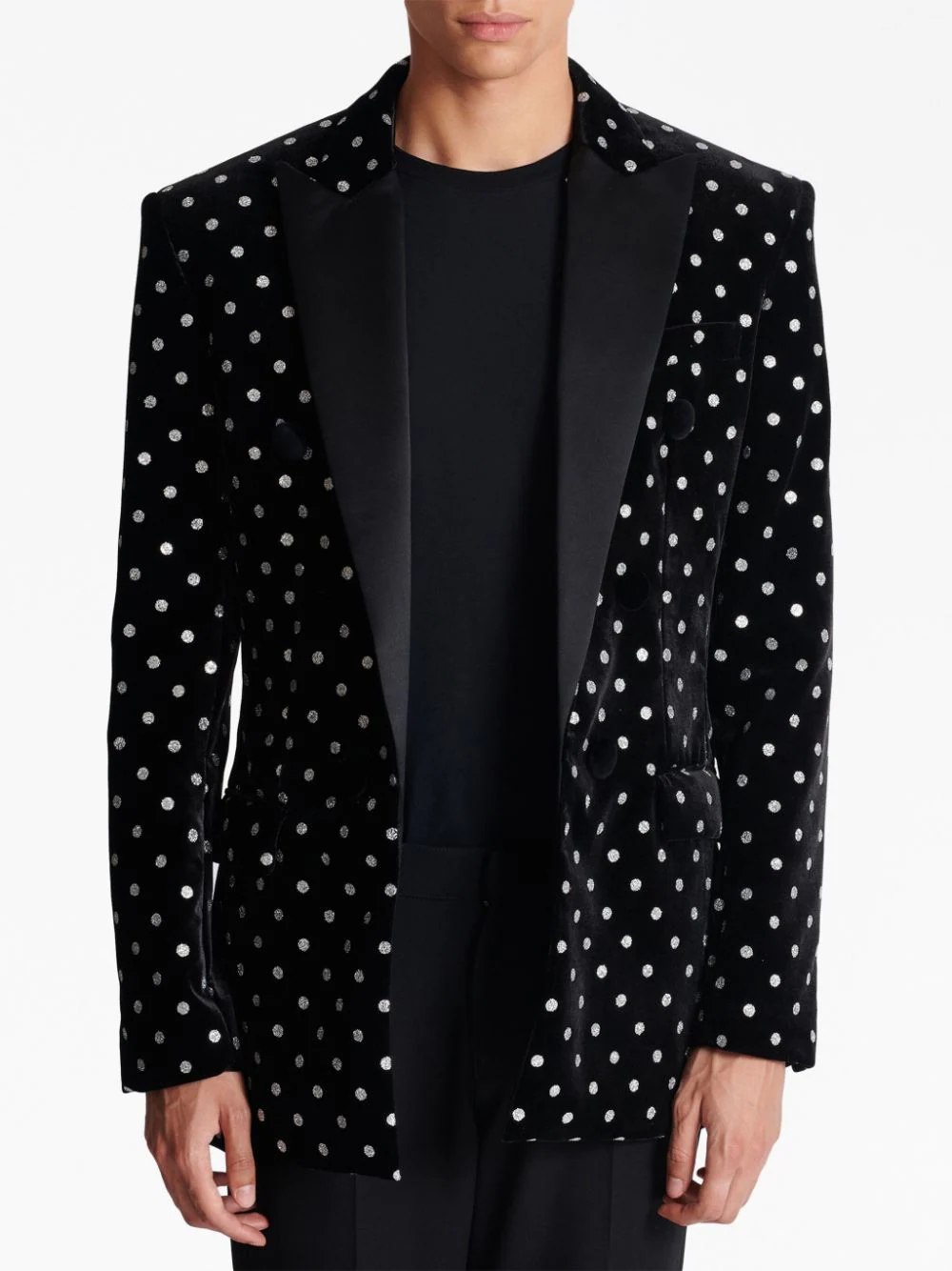 Balmain-Velvet-Polka-Dots-6-Button-Jacket-Black-5