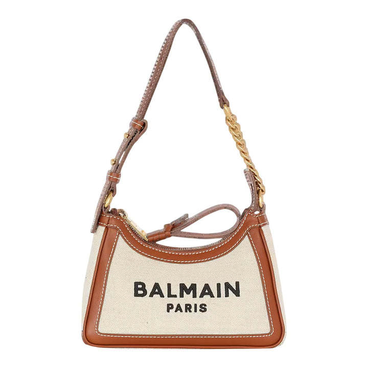 Club21 - Balmain - B Army Shoulder Bag Canvas Logo - HANDBAGS - Brown