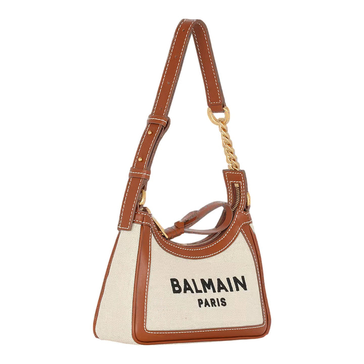 Club21 - Balmain - B Army Shoulder Bag Canvas Logo - HANDBAGS - Brown
