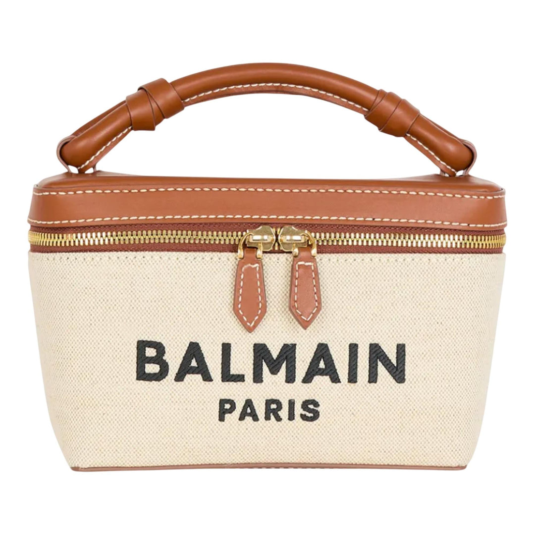Club21 - Balmain - B Army Vanity Case Canvas Logo Bag - HANDBAGS - Brown