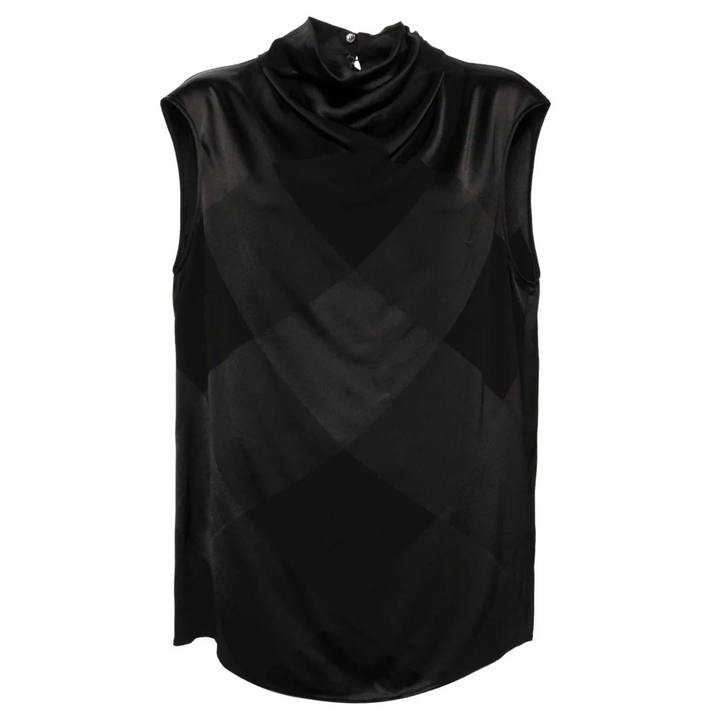 Draped Collar Sleeveless Top