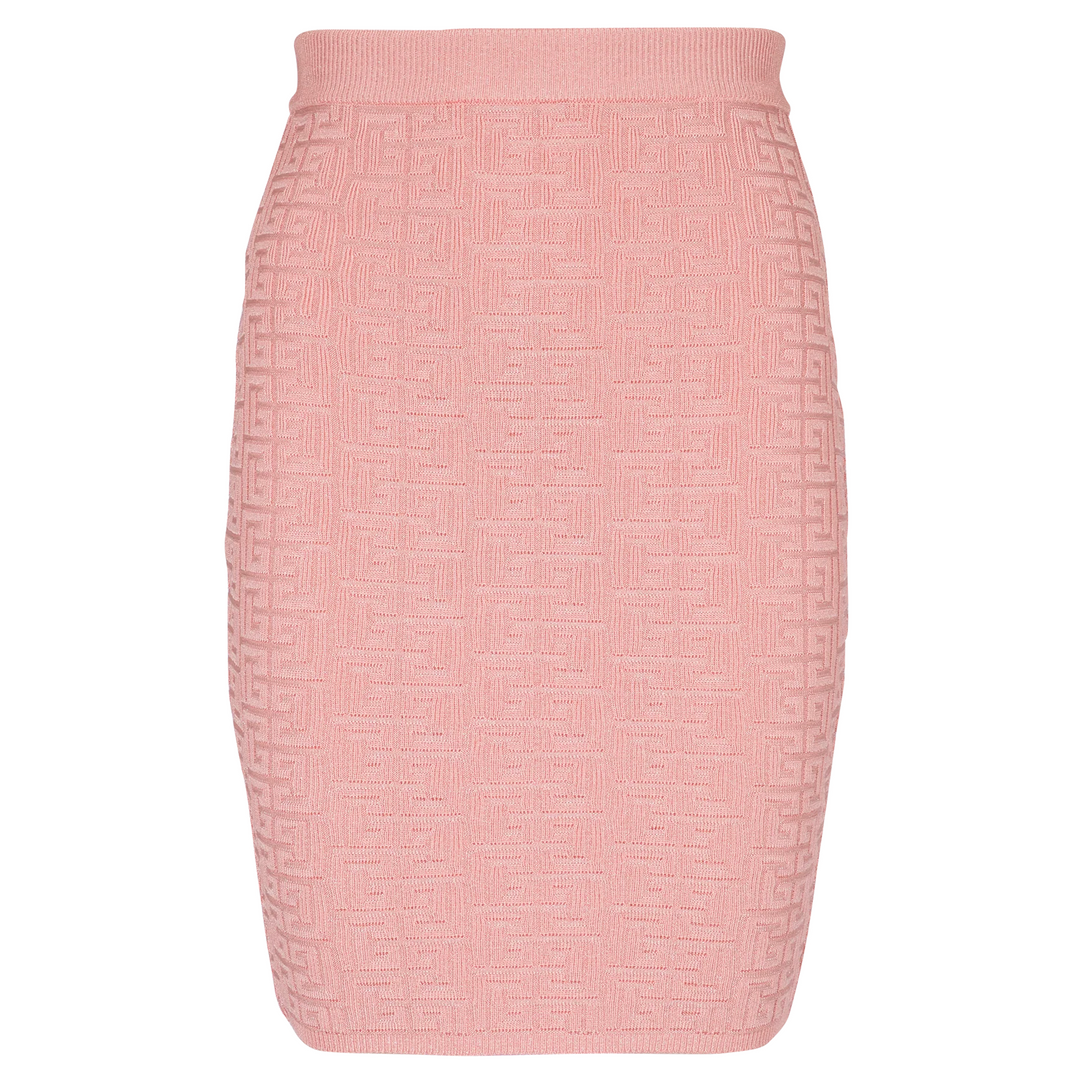 Glittered Monogram Knit Knee Skirt