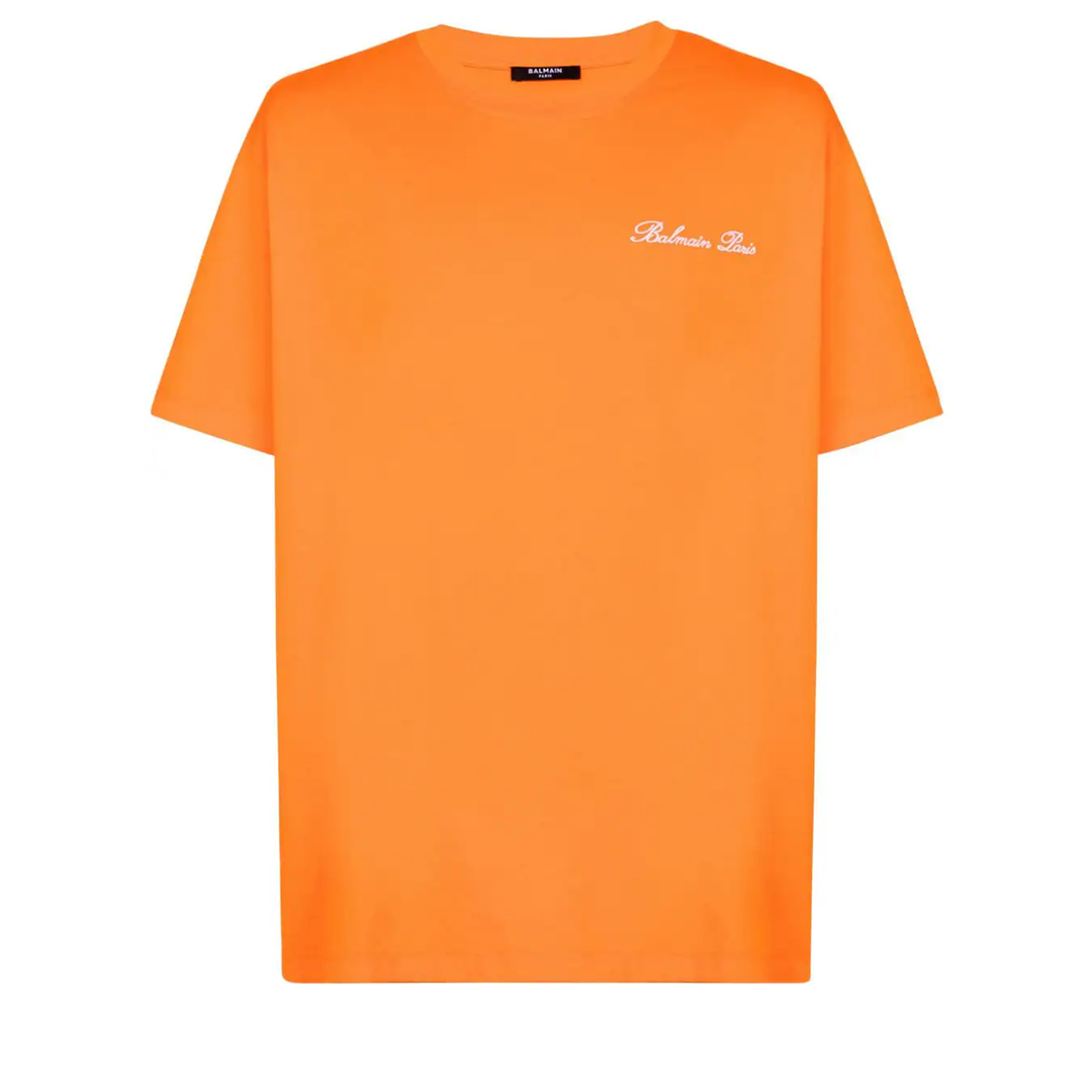 Balmain_Signature_Embroidery_Bulky_Fit_T-Shirt_Orange