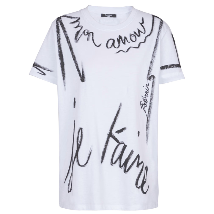 Balmain_Wrinting_Printed_T-Shirt_White