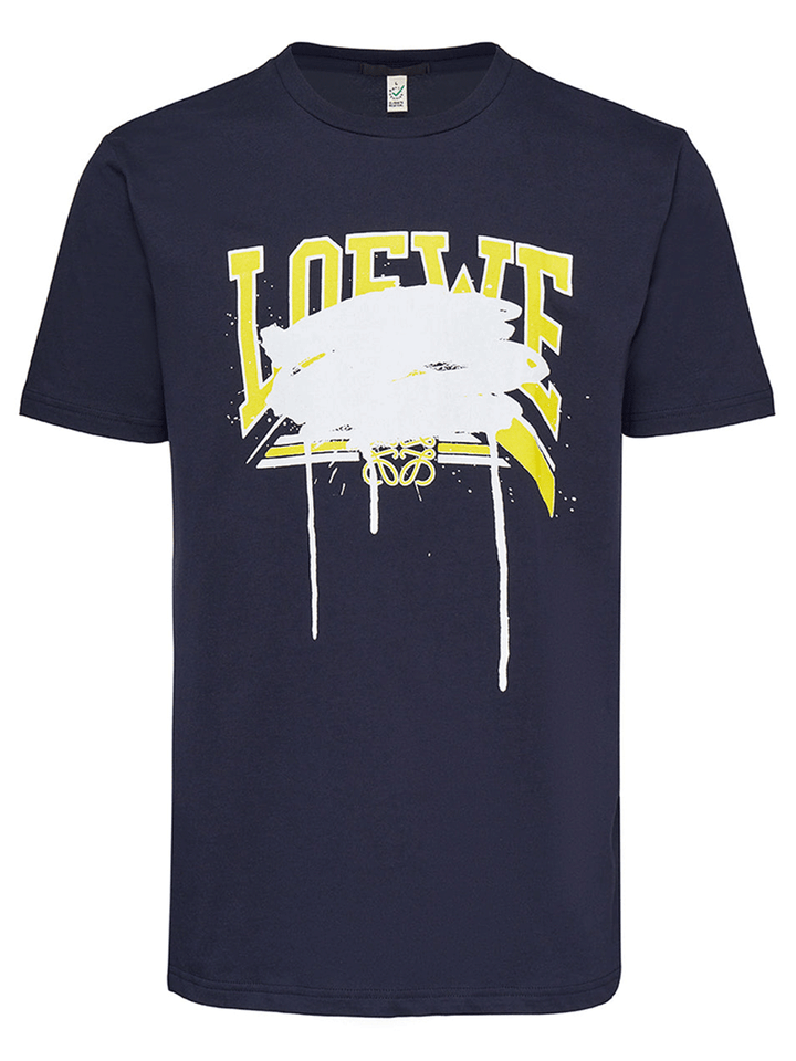 Black-Score-Unisex-Classic-Crew-Neck-Loewe-Cross-T-Shirt-Navy-1