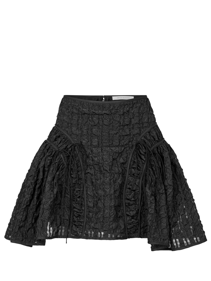 CECILIE_BAHNSEN_Oda_Skirt_Check_Seersucker-Black