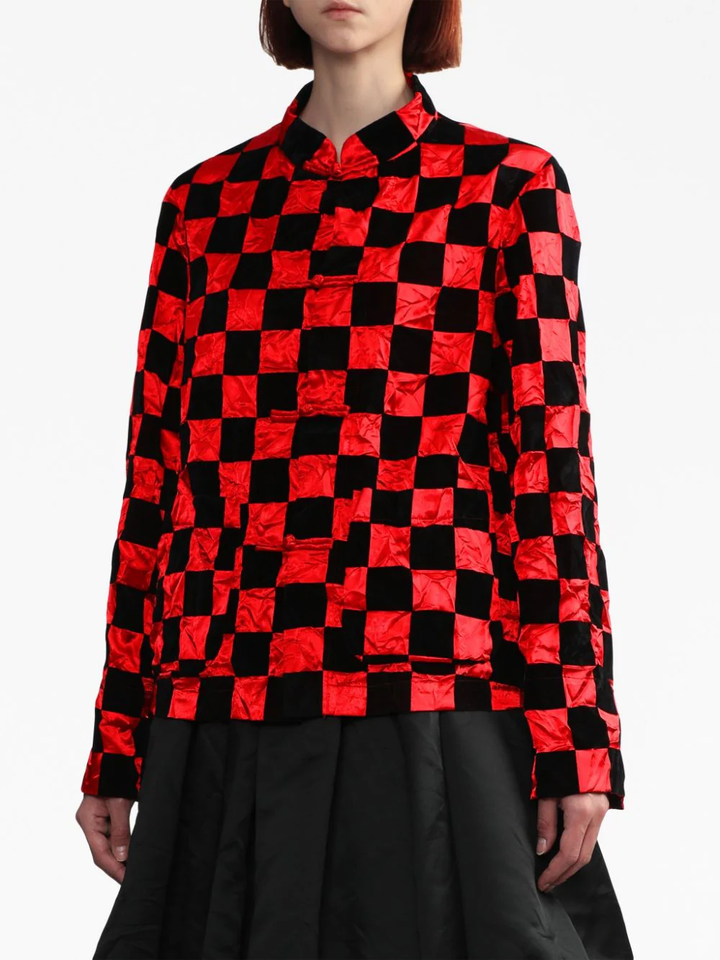 COMME-des-GARCONS-BLACK-Mandarin-Collar-Check-Print-Jacket-Red-3