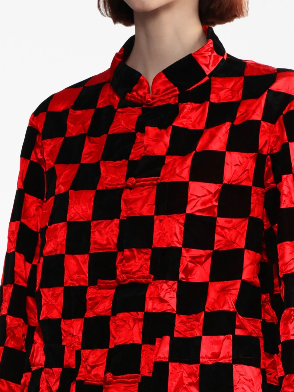 COMME-des-GARCONS-BLACK-Mandarin-Collar-Check-Print-Jacket-Red-5