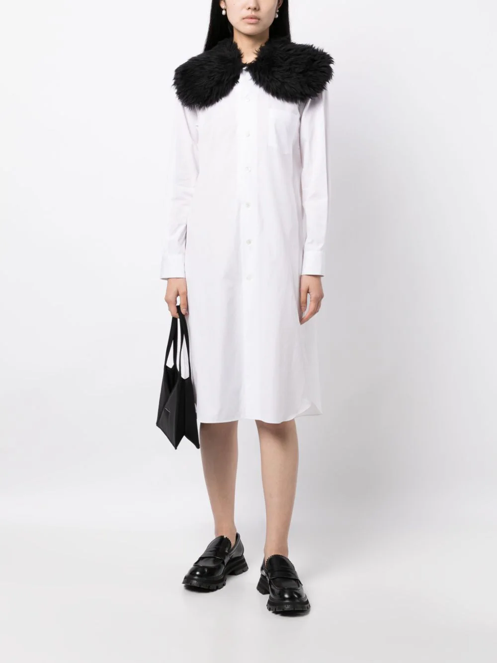 COMME-des-GARCONS-Fur-Collar-Long-Shirt-White-2