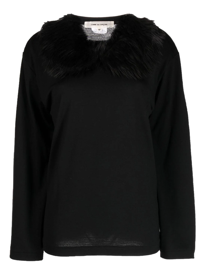 COMME des GARCONS Fur Collar T-Shirt Black 1