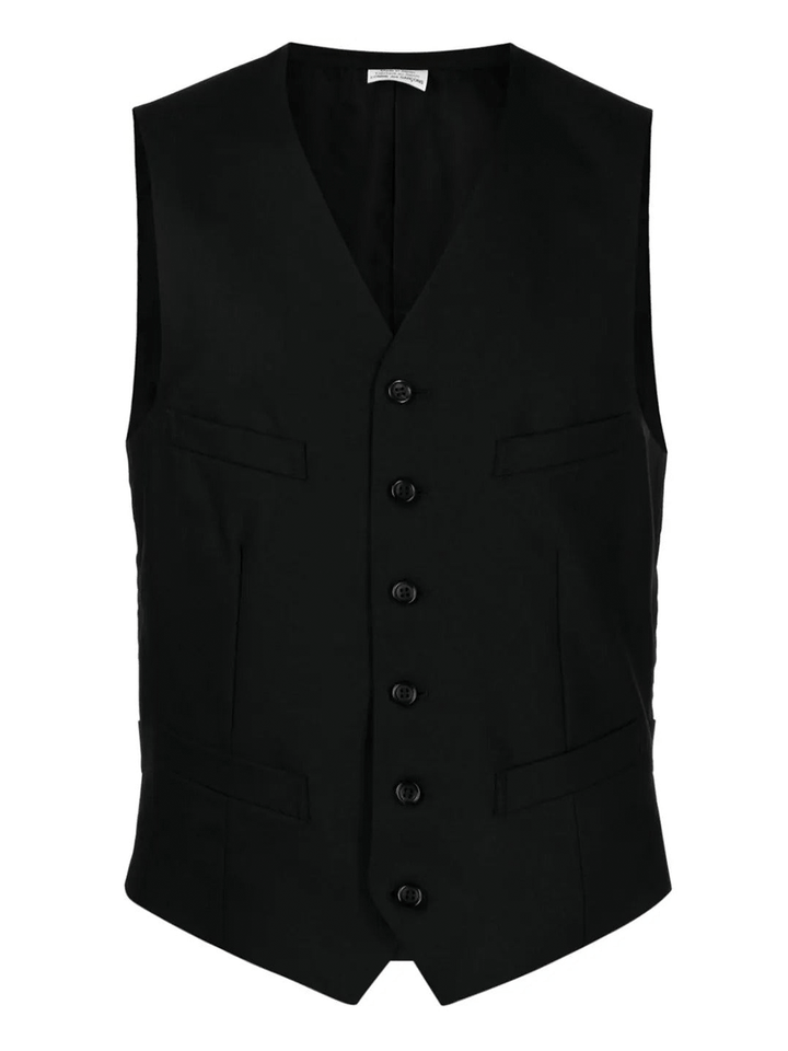 COMME-des-GARCONS-HOMME-DEUX-V-Neck-Button-Vest-Black-1