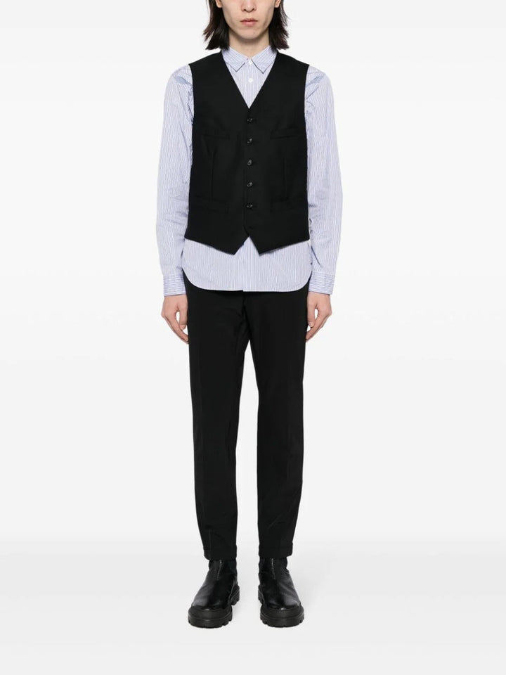 COMME-des-GARCONS-HOMME-DEUX-V-Neck-Button-Vest-Black-2