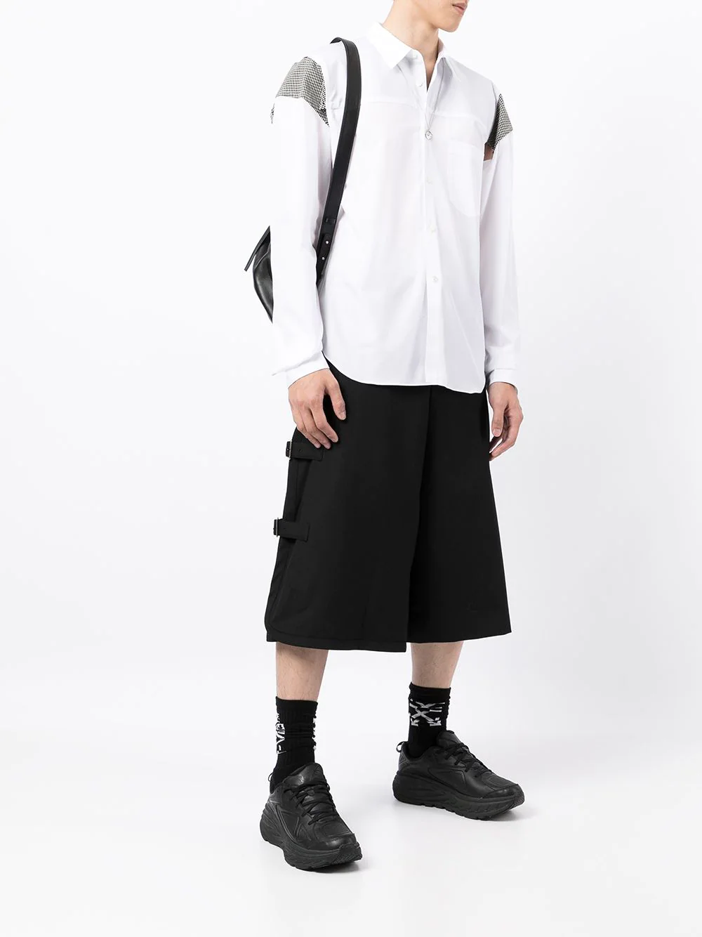 COMME des GARCONS HOMME PLUS Cotton Broad X Wool Houndstoot Shirt White 2