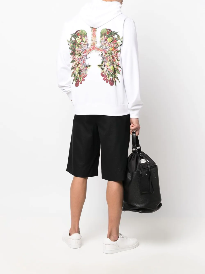 COMME des GARCONS HOMME PLUS Floral Lungs Graphic Hoodie White 2