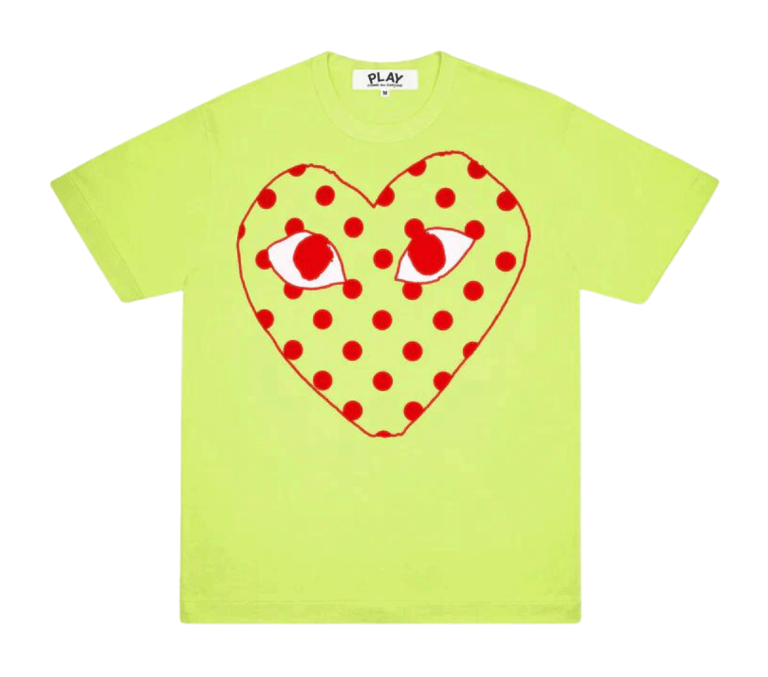 COMME-des-GARCONS-PLAY-Fluo-All-Over-Dot-Heart-Tee-Women-Green-1