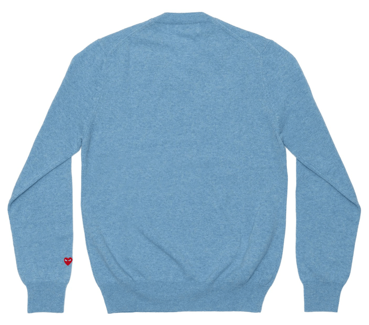 COMME-des-GARCONS-PLAY-Small-Red-Heart-Pastel-Cardigan-Men-Light-Blue-2