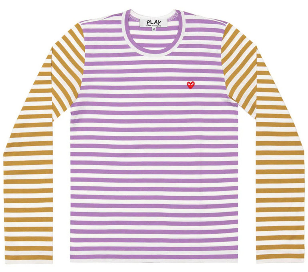 男式小號紅心雙色條紋 T 卹