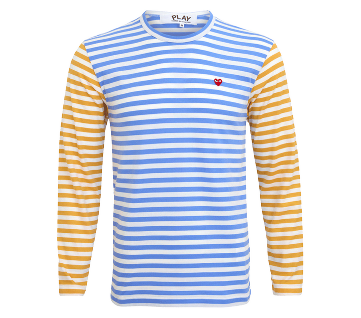 男式小號紅心雙色條紋 T 卹