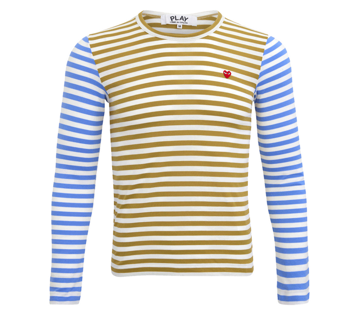 Small Red Heart Bi-Color Stripe Tee Women