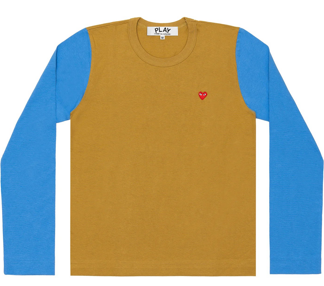 小號紅心雙色 T 卹長袖女式