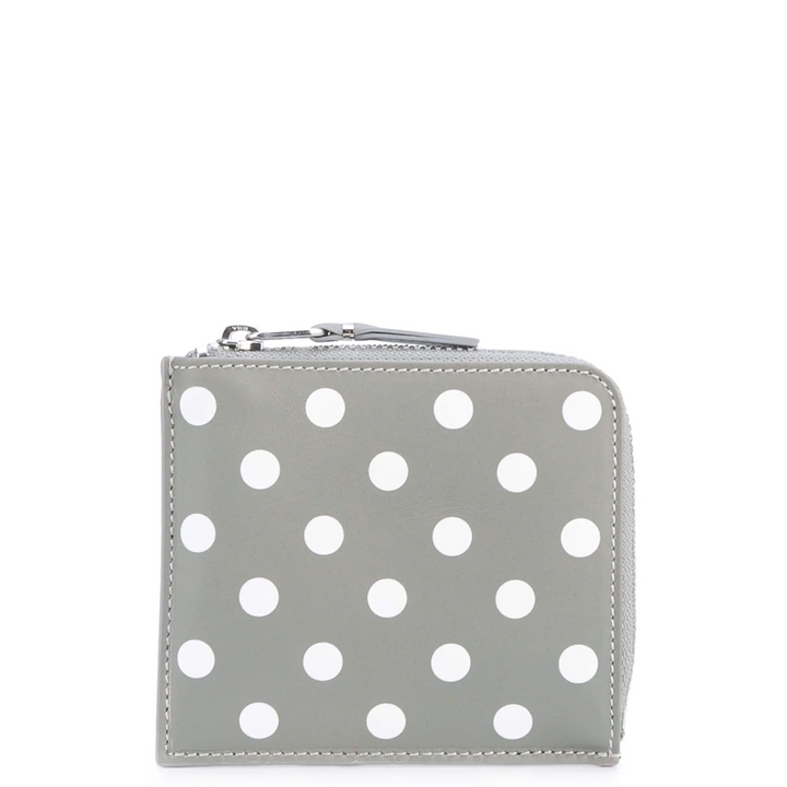 Dots Printed L-Shape Zip Wallet