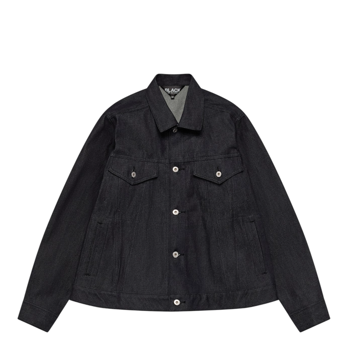 Loose-Fit Black Denim Trucker Jacket
