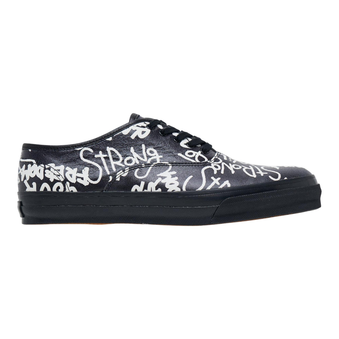 Club21 - COMME des GARCONS COMME des GARCONS - Message Printed Leather Vulcanized Sneakers - SNEAKERS - Black