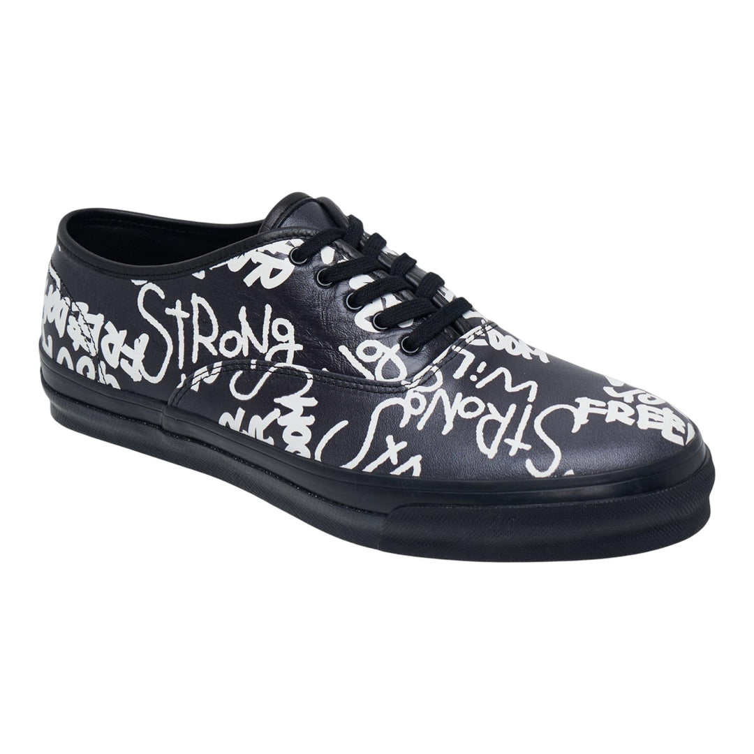 Club21 - COMME des GARCONS COMME des GARCONS - Message Printed Leather Vulcanized Sneakers - SNEAKERS - Black