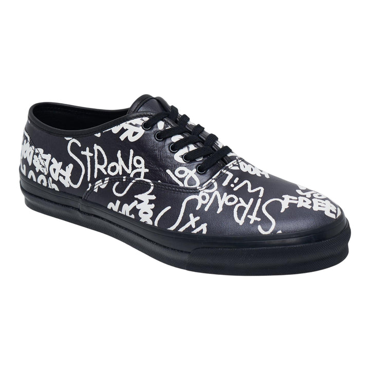 Club21 - COMME des GARCONS COMME des GARCONS - Message Printed Leather Vulcanized Sneakers - SNEAKERS - Black