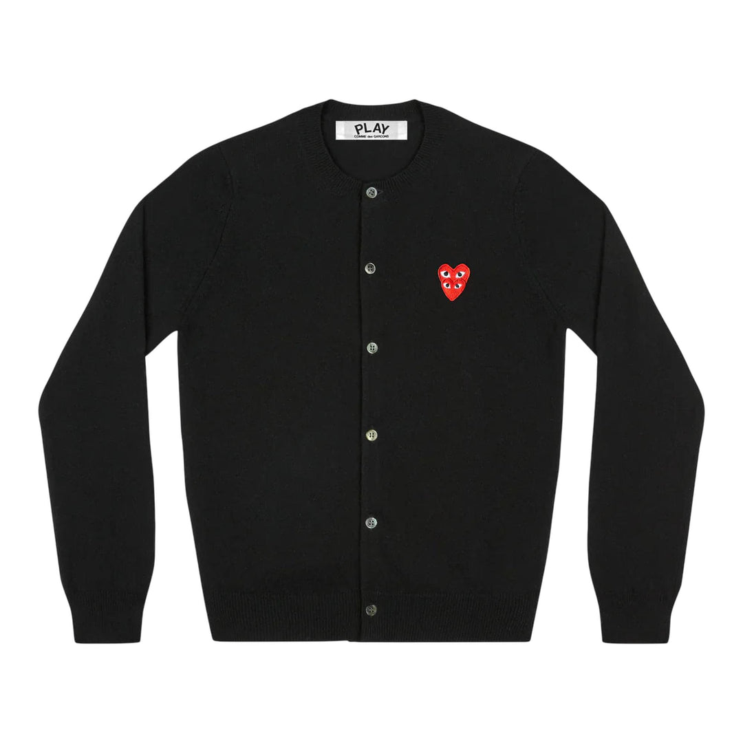 Club21 - COMME des GARCONS PLAY - Long Sleeve Stacked Heart Cardigan Unisex - CARDIGANS - Black