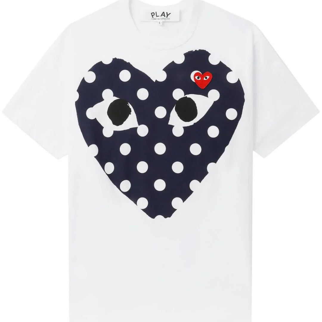 Club21 - COMME des GARCONS PLAY - Polka Big Heart With Red Emblem Tee Unisex - TEES - White