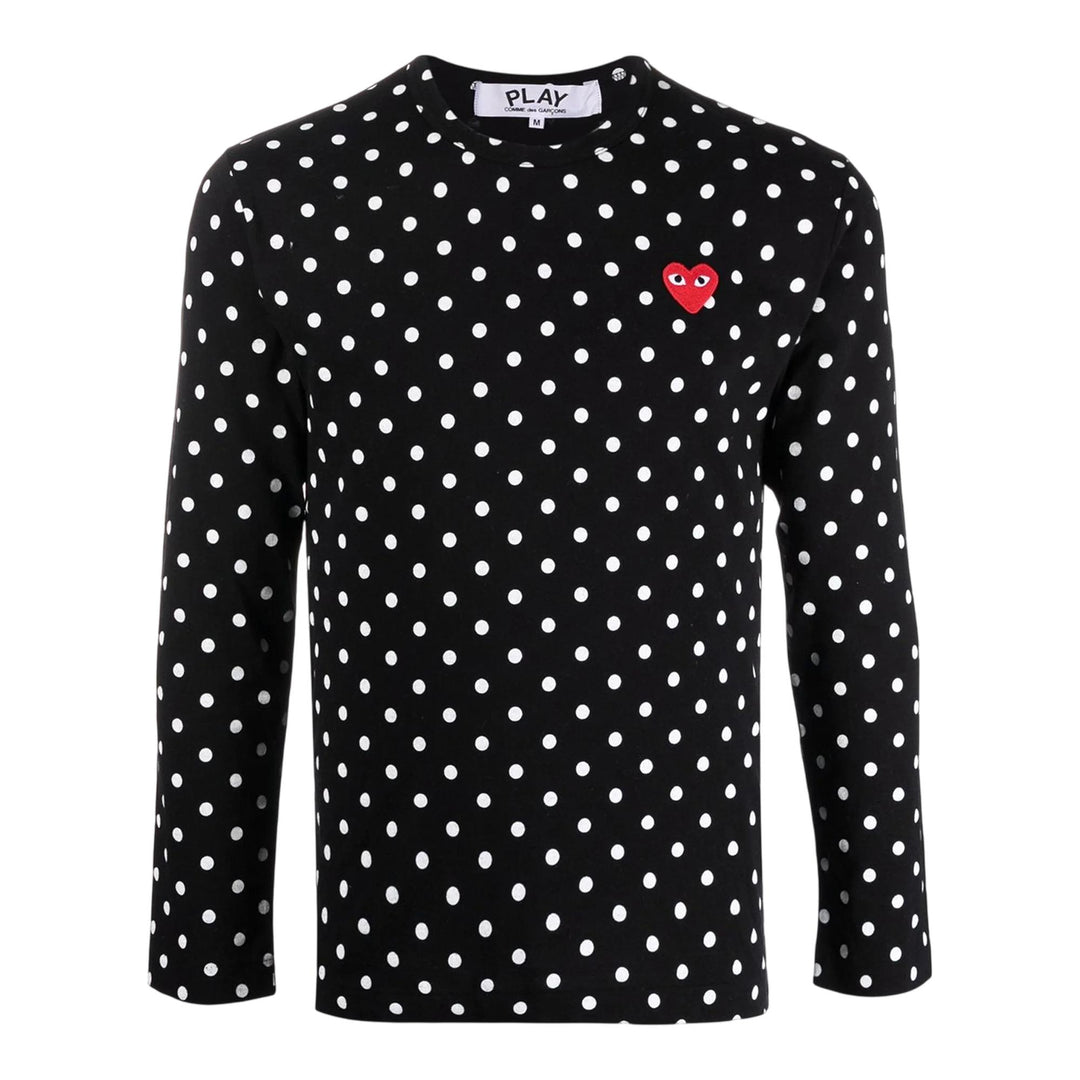 Club21 - COMME des GARCONS PLAY - Polka Dots With Red Emblem Tee Unisex - TEES - Black