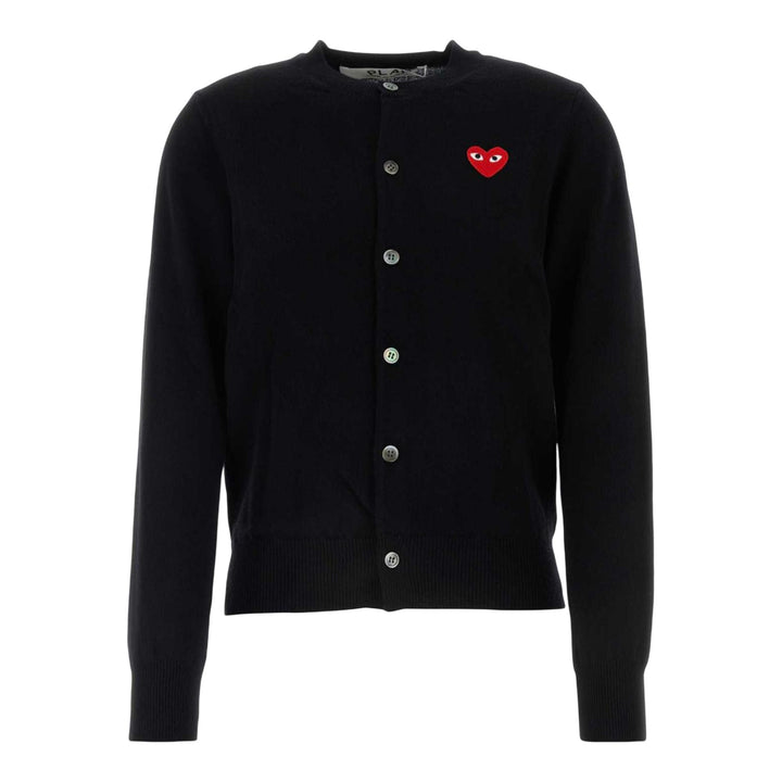 Club21 - COMME des GARCONS PLAY - Red Emblem Cardigan Unisex - CARDIGANS - Black