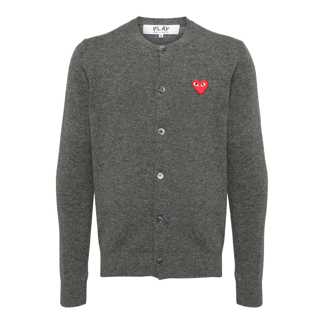 Club21 - COMME des GARCONS PLAY - Red Emblem Cardigan Unisex - CARDIGANS - Grey