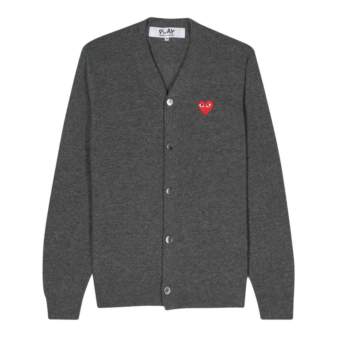 Club21 - COMME des GARCONS PLAY - Red Emblem Cardigan Unisex - CARDIGANS - Grey