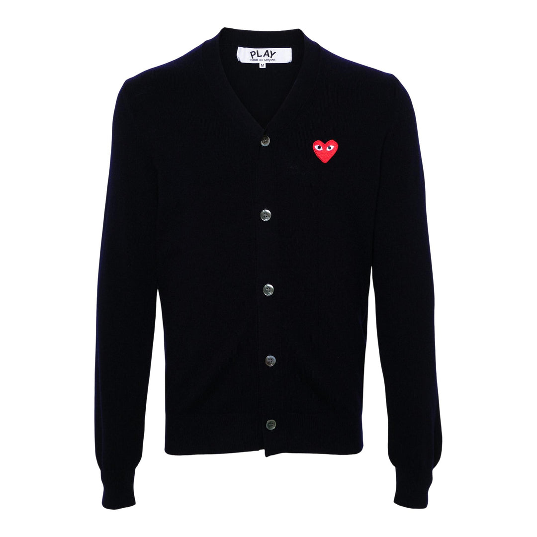 Club21 - COMME des GARCONS PLAY - Red Emblem Cardigan Unisex - CARDIGANS - Navy