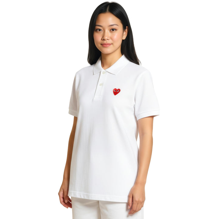 Club21 - COMME des GARCONS PLAY - Red Heart Polo Shirt Women - POLOS - White