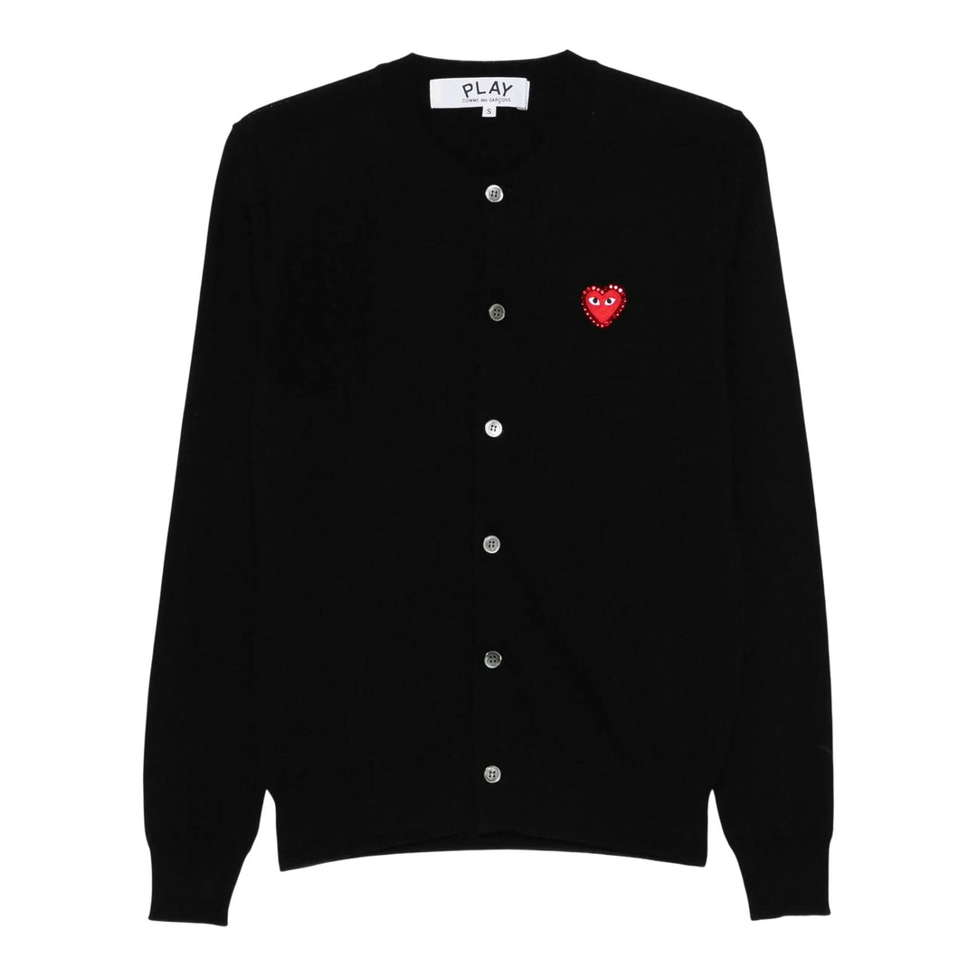 Club21 - COMME des GARCONS PLAY - Rhinestone Heart Round-Neck Cardigan Unisex - CARDIGANS - Black